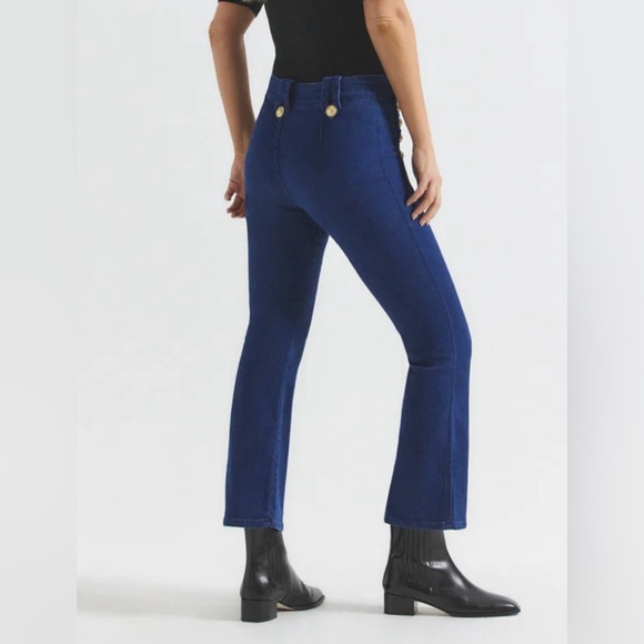 Derek Lam 10 Crosby Robertson Cropped Sailor Jeans w Gold Button Accents sz 27 - Picture 2 of 11